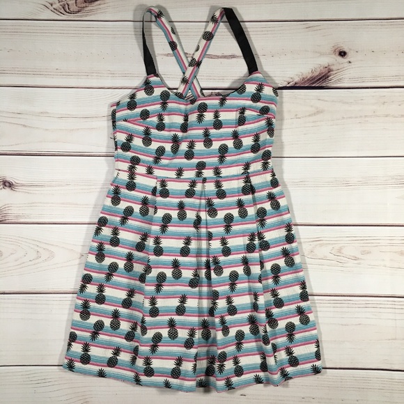 ZARA Pineapple Print Dress Size Large - Picture 2 of 8